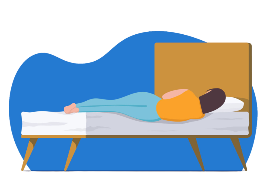 Ilustração de uma pessoa deitada em um colchão que afundou